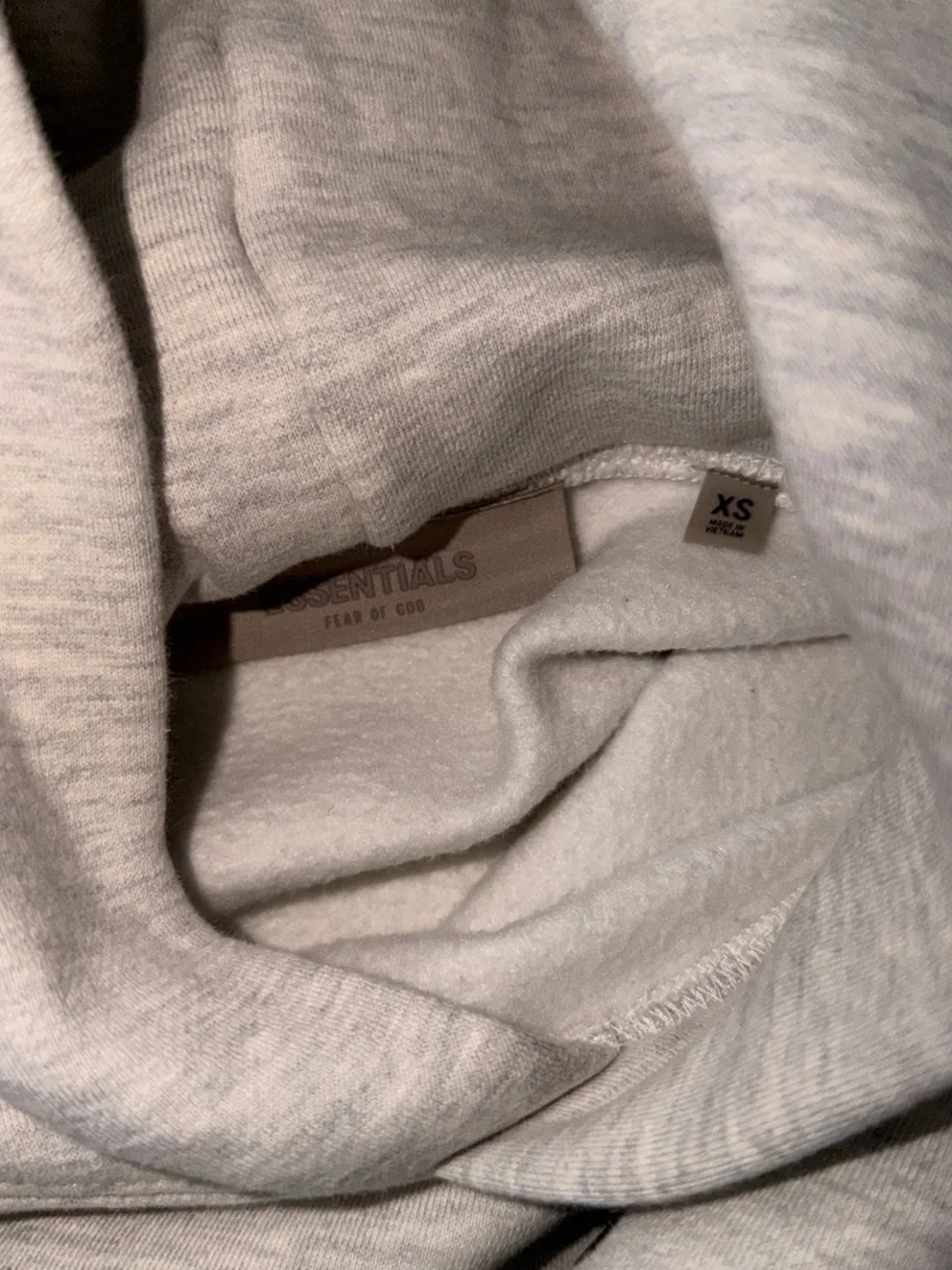 Fear of God ESSENTIALS Heather Light Gray Hoodie with Black Logo - Picture 5 of 5